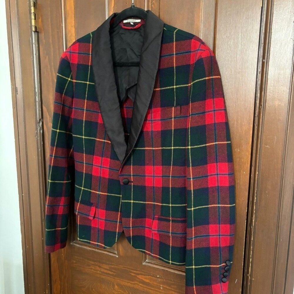 Rugby Ralph Lauren Tartan Plaid Tuxedo Blazer Wool Shawl Collar Size 6 Vintage - Picture 3 of 14